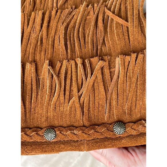 Minnetonka Women’s 5-Layer Fringe Suede Leather Tall Boots Brown Boho Size 11 - Picture 11 of 12